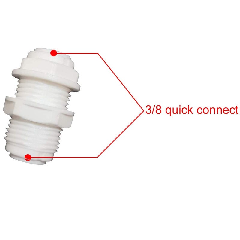 YZM tube Fittings Bulkhead Connector 3/8" Tube Quick connect RO Water Filter Pack of 4 (Bulkhead Connector 3/8) - Image 2